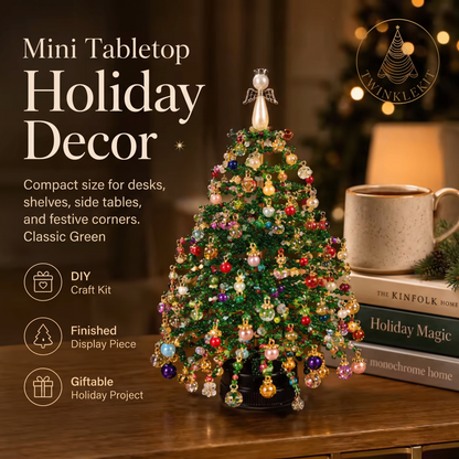 Handmade DIY Beaded Christmas Tree Making Kit, Mini Crystal Bead Christmas Tree Desktop Decor, Christmas DIY Craft Supplies, Cre